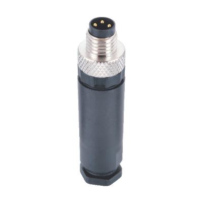 China Straight M8 Field Wireable Connector , Installable 3 Pin Male Connector For Sensor for sale