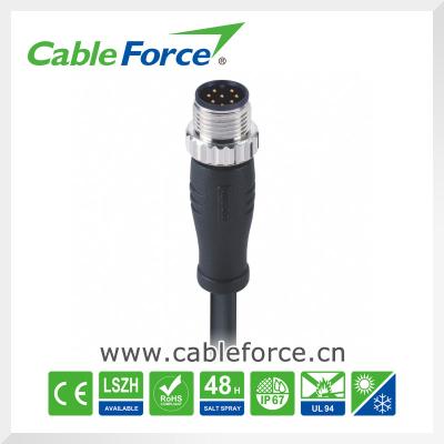 China 2A 30V M12 8pin Male A-Coding Circular Connector Molded With Cable Waterproof Connector for sale