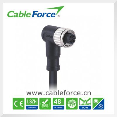 China IP67 M12 4pin Female D-Coding Circular Cable Connectors With Single Ended Cable for sale