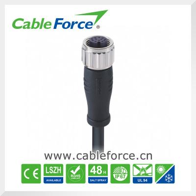 China 30V M12 Plug Connector / Female 12 Pin M12 A Coded Connector for sale