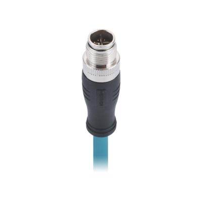 China M12 Female X - Coding 8 Pin Shielded Connector Molded Cat 6a LAN Cable CNC Screw for sale