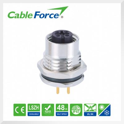 China Sensor Or Actuator M12 Circular Cable Connectors , 4 Pin Female Receptacle Connector for sale