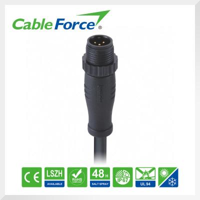 China Hydrolysis Resistant M12 5 Pin Female Connector Straight Plug Molded With Plastic Screw for sale