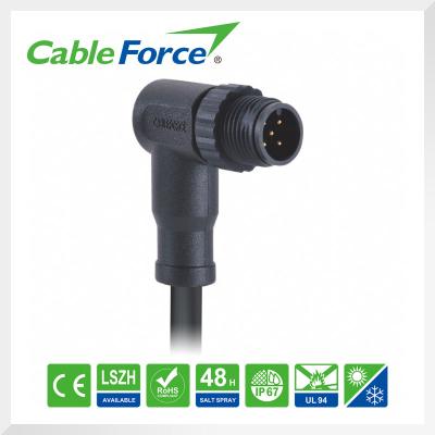 China NMEA 2000 Cable Drop Line M12 Male Connector 5 Pin Right Angled Plug Molded for sale