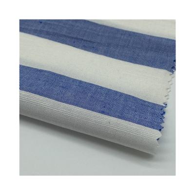 China Breathable Light Ready Goods 158gsm Yarn Dyed Stripe Woven Linen Fabric for sale