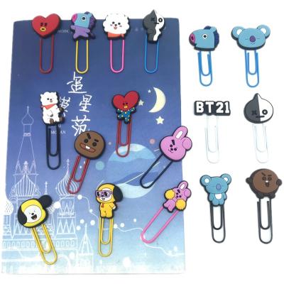 China Wholesale New Custom Paper Clips Cute Soft PVC Decorative Rubber Cartoon Student Textbooks/Documents Paper Clips for sale