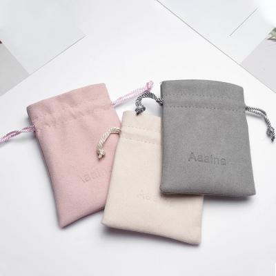 China Luxury Luxury Custom Logo Jewelry Drawstring Bag Microfiber Gift Packaging Ring Earrings Jewelry Pouch for sale