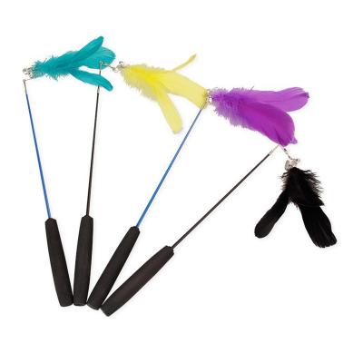 China Retractable Cats Cat Toy Magic Wand Stick Cat Puzzle Toy with Feather for sale