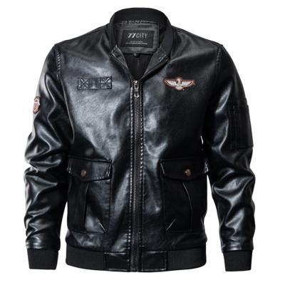 China Mens Waterproof Fashionable Flight Coat Winter Motorcycle PU Leather Jacket For Men for sale