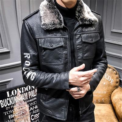 China D'Abrigo de piel de Moto engrosado de invierno Quoita de cuero de hombre true Para hombre impermeable de negro de piel for sale