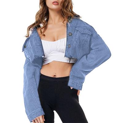 China Fashionable QUICK DRY denim short sexy ladies coat empty women Windbreaker Jean Jacket for sale