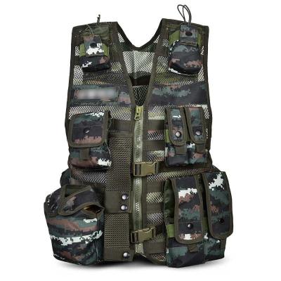 China 600 Mesh Multi-Pocket Camouflage Army Fan Multi-Functional Tactical Vest Nylon Tabby Nylon Vest Breathable 600D Mesh Outdoor Gear 600D for sale