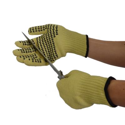 China Aramid High Temperature Resistant Silicone PVC Anti Cutting Gloves 1414 Knitted Anti Cut Anti Stabbing Gloves Anti Crack Gloves for sale