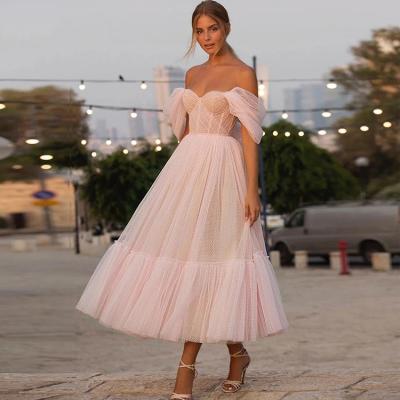 China Anti-wrinkle formal dresses organza 2021 off the shoulder adult princess dress Long Party Dress Gala Puffy Tulle Pink Prom Sweetheart for sale