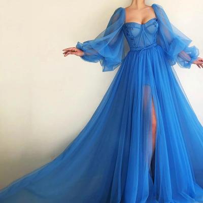 China Breathable Puffy Sleeve Sweetheart Tulle Long Sleeve Princess Formal Evening Ball Gown African Wedding Dress For Pregnant Fat Women for sale