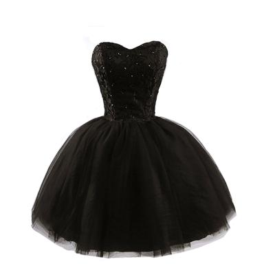 China Anti-static sexy strap adjustment back skirt girl net yarn tutu bottom tube top lace up little beaded dress for sale