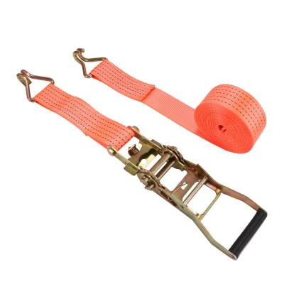 China Polyester 50mm Ratchet Tie Down Tie Down Cargo Truck Boat Dual S-hooks Lashing Heavy Duty Ratchet Straps for sale