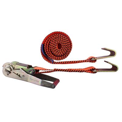 China Polyester Ratchet Tie Down Heavy Duty Straps With Flat Hook 38mm For Lashing Straps for sale