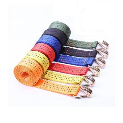 China Custom Printing 5000KG Down 50mm Polyester Ratchet Tie Down Double J-Hook Polyester Ratchet Straps for sale