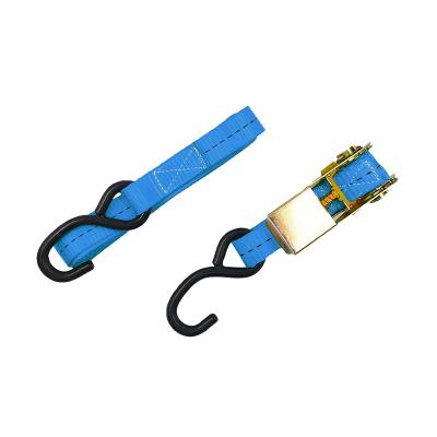 China Best quality 800KG polyester 1inch 25mm ratchet tie down straps with S hook for cargo transportation for sale