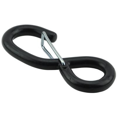 China Iron S hook with keeper for whipping strap 1 inch black and zinc coated for sale