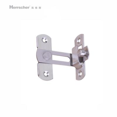 China Stainless Steel New Flip Door Sliding Latch Right Angle Curved Silver Door Lock 90 Degree Stainless Steel Latch Door Security for sale