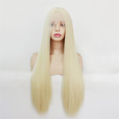 China Wholesale Long Straight Full Lace 613 Blonde Wig High Quality Heat Resistant Synthetic Fiber Wig Gently Shedding Deep Barely Sheer for sale