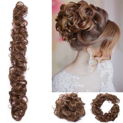 China Easy Apply Wavy Curly Synthetic Hair Bun Extensions Ponytail Hair Nice Price Bun Extensions Hair Wrap for sale