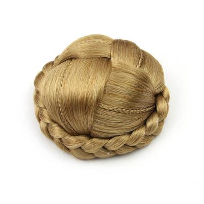 China Hot Selling Hair Bun Hair Feeling Synthetic Hair Braided Bun Blonde Hair Bun Wigs For Wedding for sale