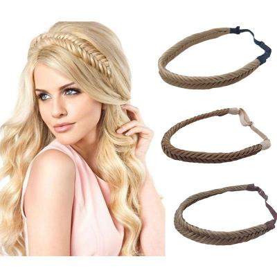 China No rejection. No tangling. Soft and shiny. Hot Selling Fashionable Women High Quality Synthetic Fishbone Braids Elastic Twists Headband for sale