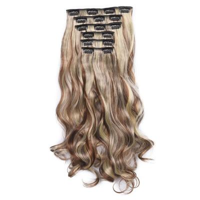 China Non Rough Wig Sellers Synthetic Hair Extension Clip In Hair 6 Piece 16 Clips High Quality Body Wave Hair for sale