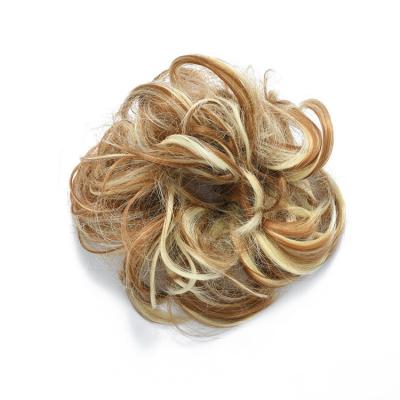 China Easy Apply Cheap Curly Scrunchie Bun Hair Bun With Elastic Band Ring Wrap Synthetic Hair for sale