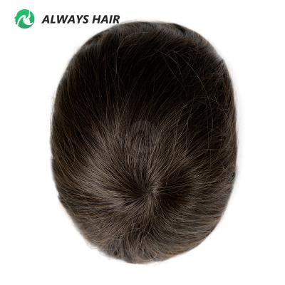 China Straight 100 Hand Made Thin Skin 0.06-0.08 mm Men Toupee Injection PU Center Crown Human Hair Toupee 6 