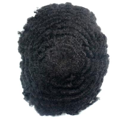 China Free style 10mm High Quality Curly Human Hair Afro Toupee French Lace Base For Men for sale