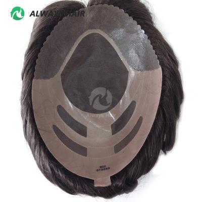 China Free style 130% Hair Density Durable Fine Mono Indian Human Hair Men Toupee for sale