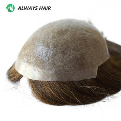 China Straight 7x9 Thin Skin Human Hair Toupee for Women Injected Polyskin Chinese Remy Hair Topper Chestnut Brown for sale