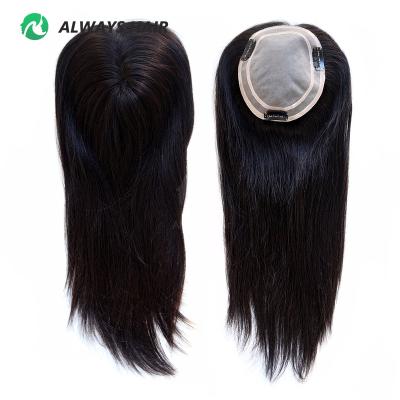 China Straight Mono Hair Toppers 5.5 x 6 Monofilament Women toupee 16 Inches Remy Human Hair Pieces for Women with Hair Clips for sale