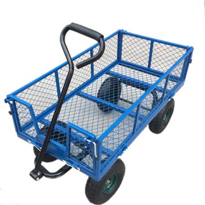 China Heavy Duty Steel Cart Garden Tools Wagon Dump Lawn Trailer Service Yard for sale