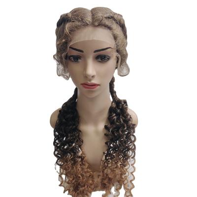 China Hot Selling Synthetic Hair High Temperature Fiber Wigs For African Color Women Wig Faux Locs Long Crochet Ombre Hair Braided Wigs for sale