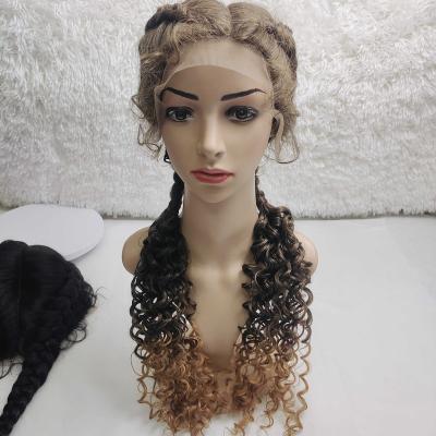 China Two Braids Wigs Factory Direct Sales Ombre Lace Front Wig High Quality Hair For Color Women Synthetic Wigs for sale