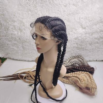 China Braided Wigs Four Braids Hair Synthetic Wigs Cheap Braids For Black Women Synthetic Wigs for sale