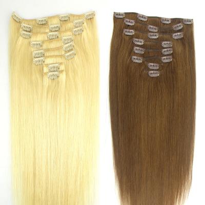 China Natural Remy Human Hair Clip Hair Extensions Silky Straight Wave 8 Pieces/set Clip In Hair Extensions for sale