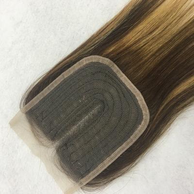 China Hot Selling Silky Straight Wave P Color Hair Closure Straight Hair , Extensions Hair Closures With Mixed Color for sale