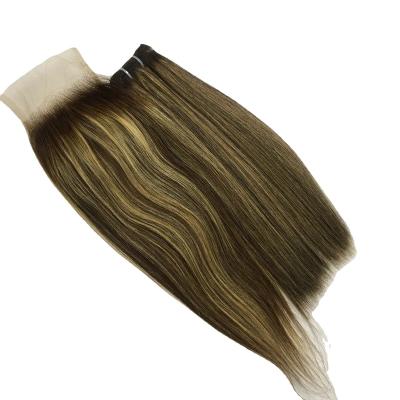 China Straight Bone Mix Color 12inch Straight Hair Extension Cuticle Aligned 100% Human Hair Brazilian Hair Closure for sale