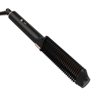 China Lena Ceramic Straightening Brush Negative Ion Portable Electric Flat Iron Outdoor Hair Comb Straightener for sale