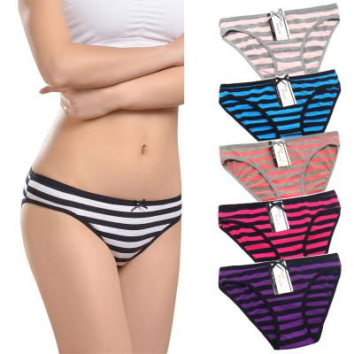 China New Design Breathable Cotton Teenage Cute Girl's Underwear Young Girls Women Striped Panties for sale