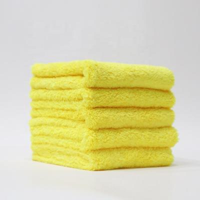 China TIGER Yellow 500gsm 40x40cm Microfiber Cloth Auto Ultrasonic Trimming Auto Car Drying Towel For Auto Care for sale