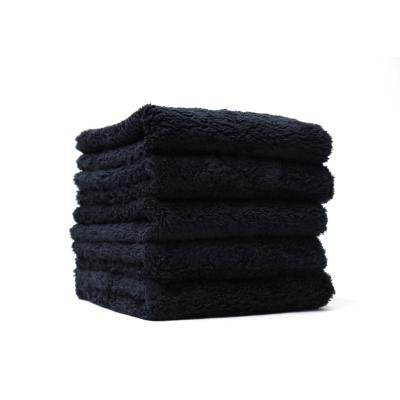 China TIGER Black 500gsm 40x40cm Ultrasonic Deburring AUTO Car Drying Cloth Microfiber Towel For Car Care for sale