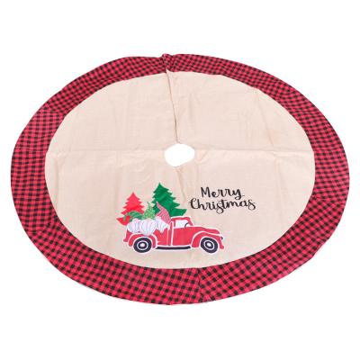 China Cloth Christmas Tree Skirt Plaid Cloth Christmas Tree Root Decoration Apron for sale