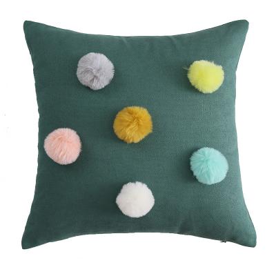 China Tile Anti-Decubitus Blankets with Balls, Decorative Cushion Covers, Farmhouse Square Pillow Cases for sale